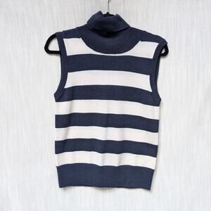 We Norwegians Navy/White Striped Gullholmen Wool/Cashmere Sleeveless Sweater, S